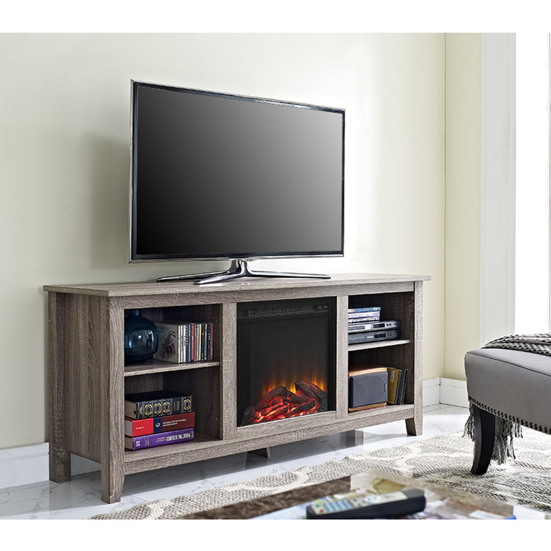 Beachcrest Home Sunbury 58" TV Stand with Electric Fireplace & Reviews